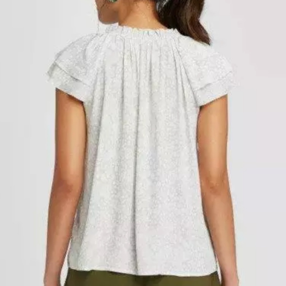 A New Day Short Flutter Sleeve Animal Print Top XL - Picture 4 of 12